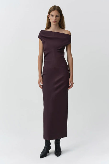 Simkhai Vessia Leather Midi Dress in Fig