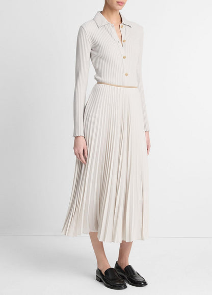 Vince Draped Pleated Skirt in Salt Glass