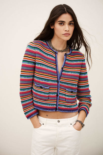 BA+SH Fanny Round Striped Cardigan in Multico