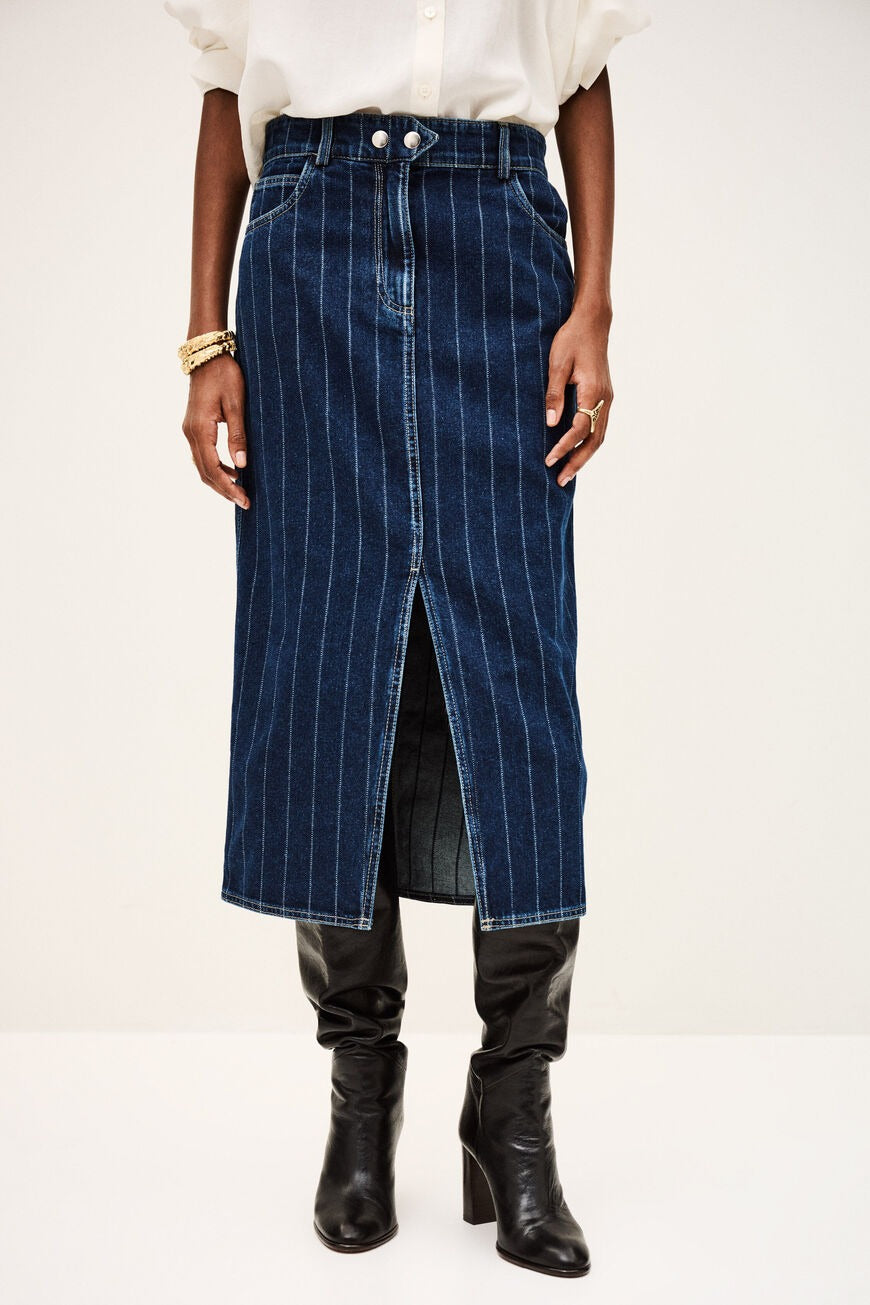 BA+SH Romy Column Skirt in BlueJeans