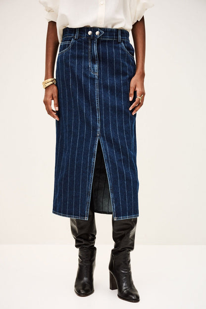 BA+SH Romy Column Skirt in BlueJeans