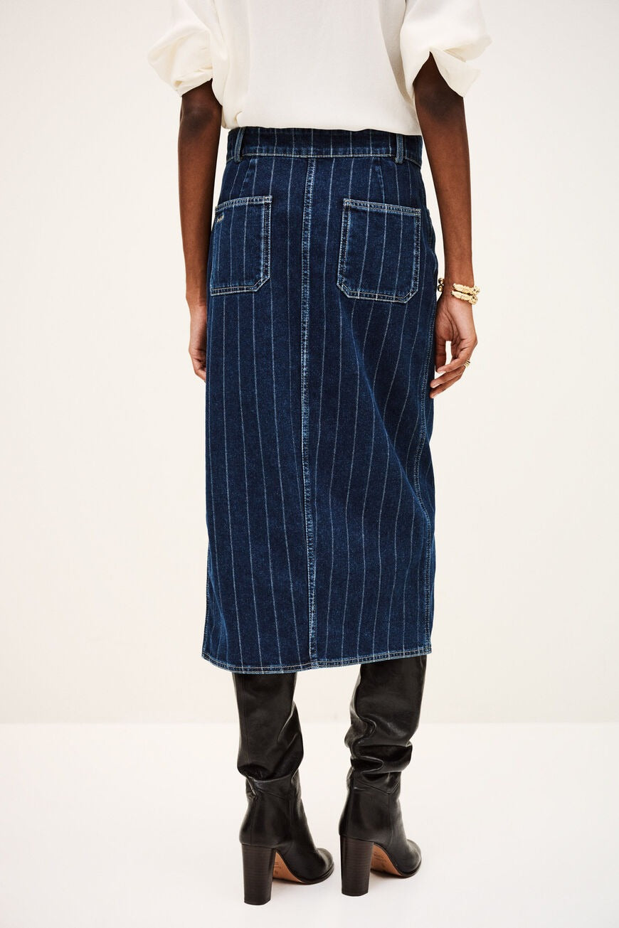 BA+SH Romy Column Skirt in BlueJeans