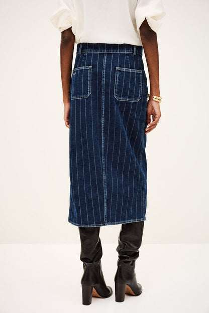 BA+SH Romy Column Skirt in BlueJeans