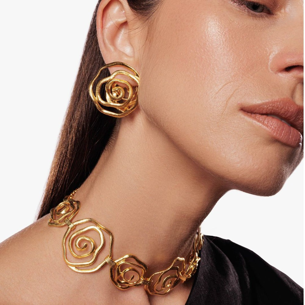 Lynyer Single Floral Vortex Earrings in Gold