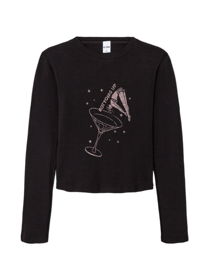 Re/Done 90s Baby Long Long Sleeve Bottoms Up in Washed Black
