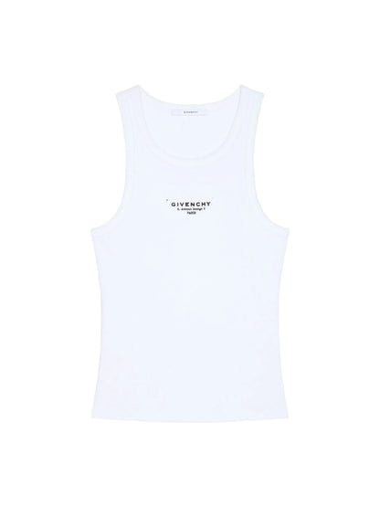 Givenchy Slim Fit Tank Top in Cotton with GIVENCHY Stamp Print in White