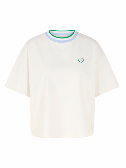 Marc Cain Tipped Ringer Shirt in White