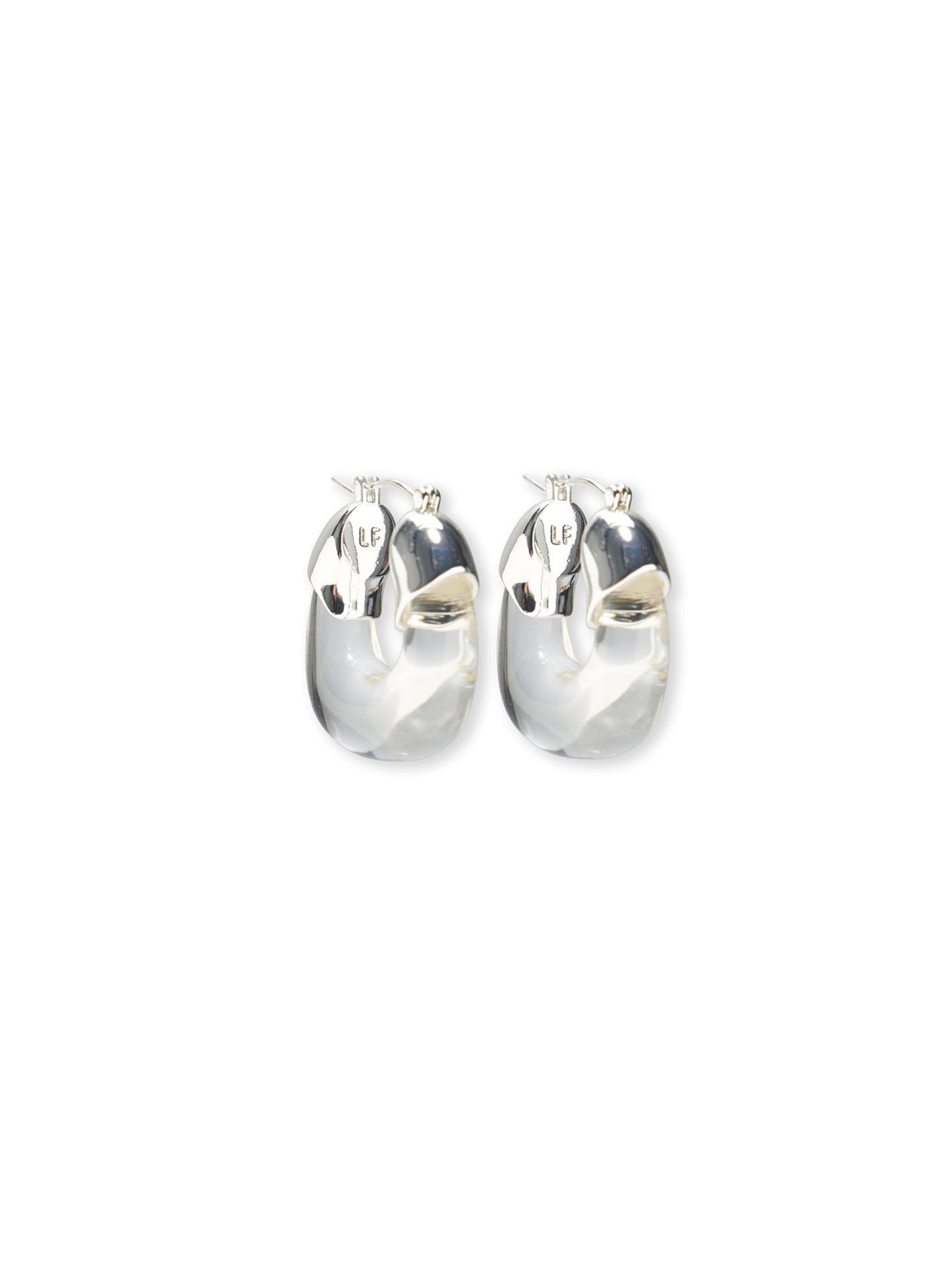 Lizzie Fortunato Mini Organic Hoops in Silver & Clear