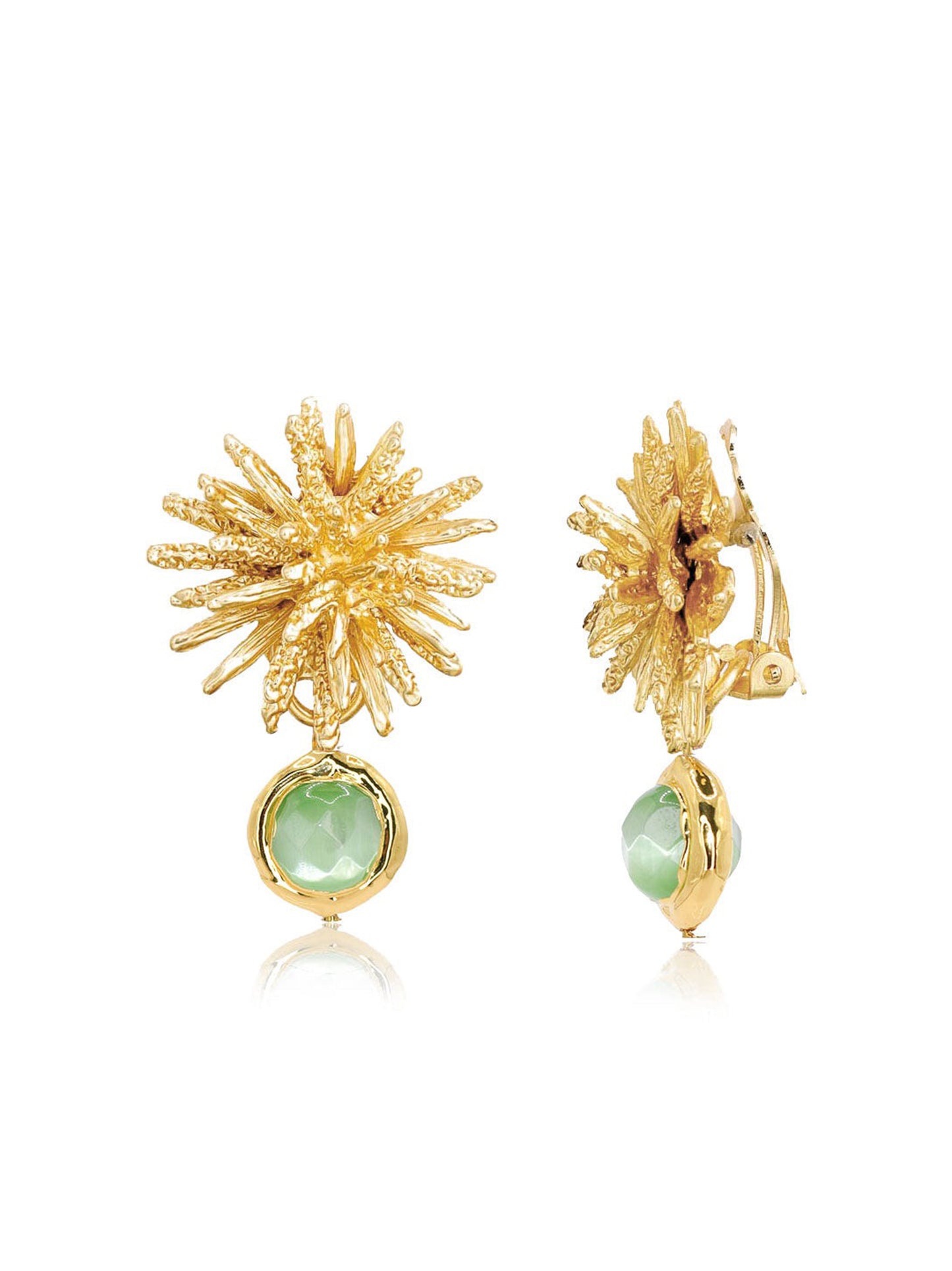 Karine Sultan Coriandoli X Starburst Clip Earrings in Sage Green
