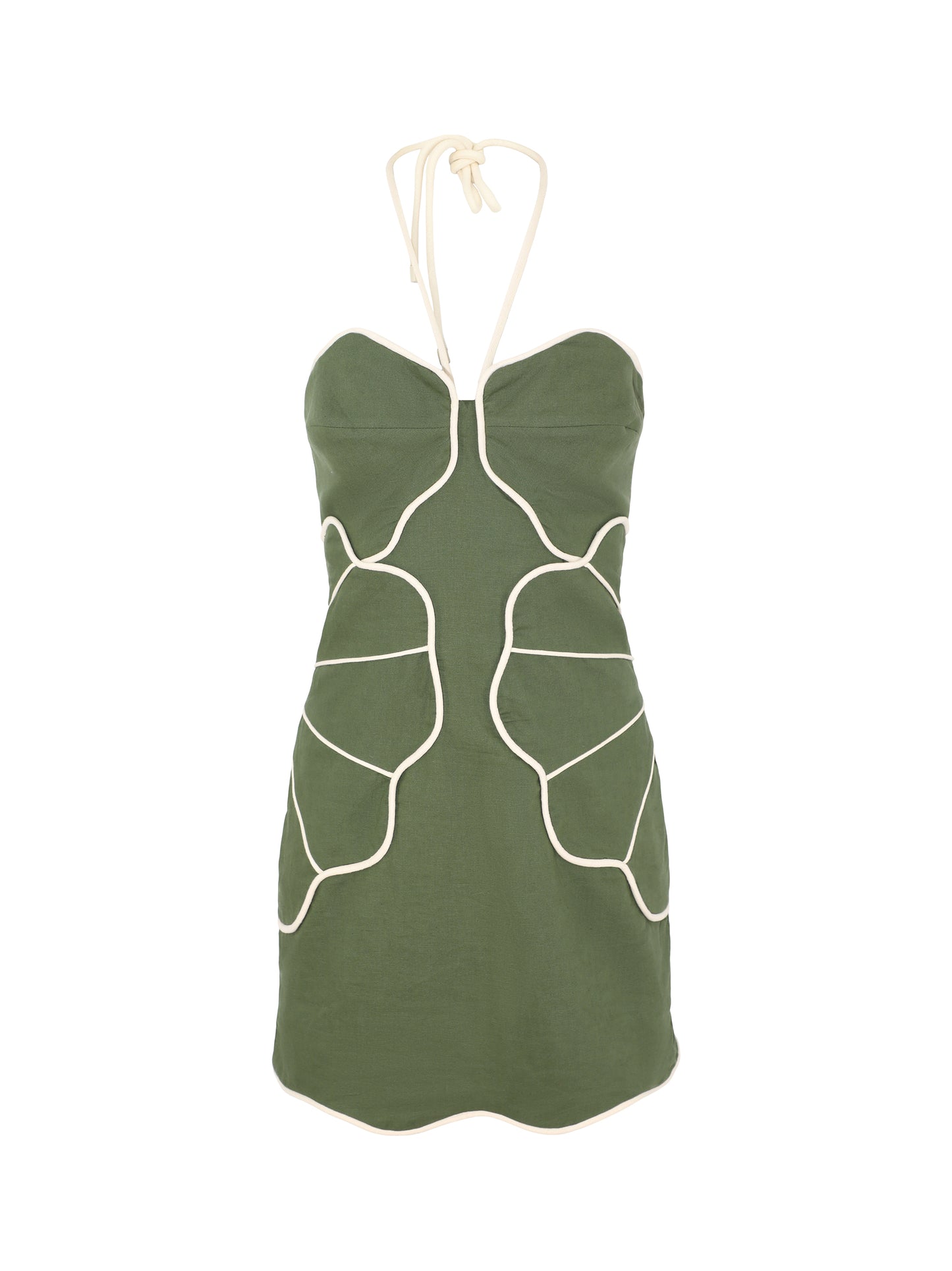 Farm Rio Green Wavy Cutouts Mini Dress