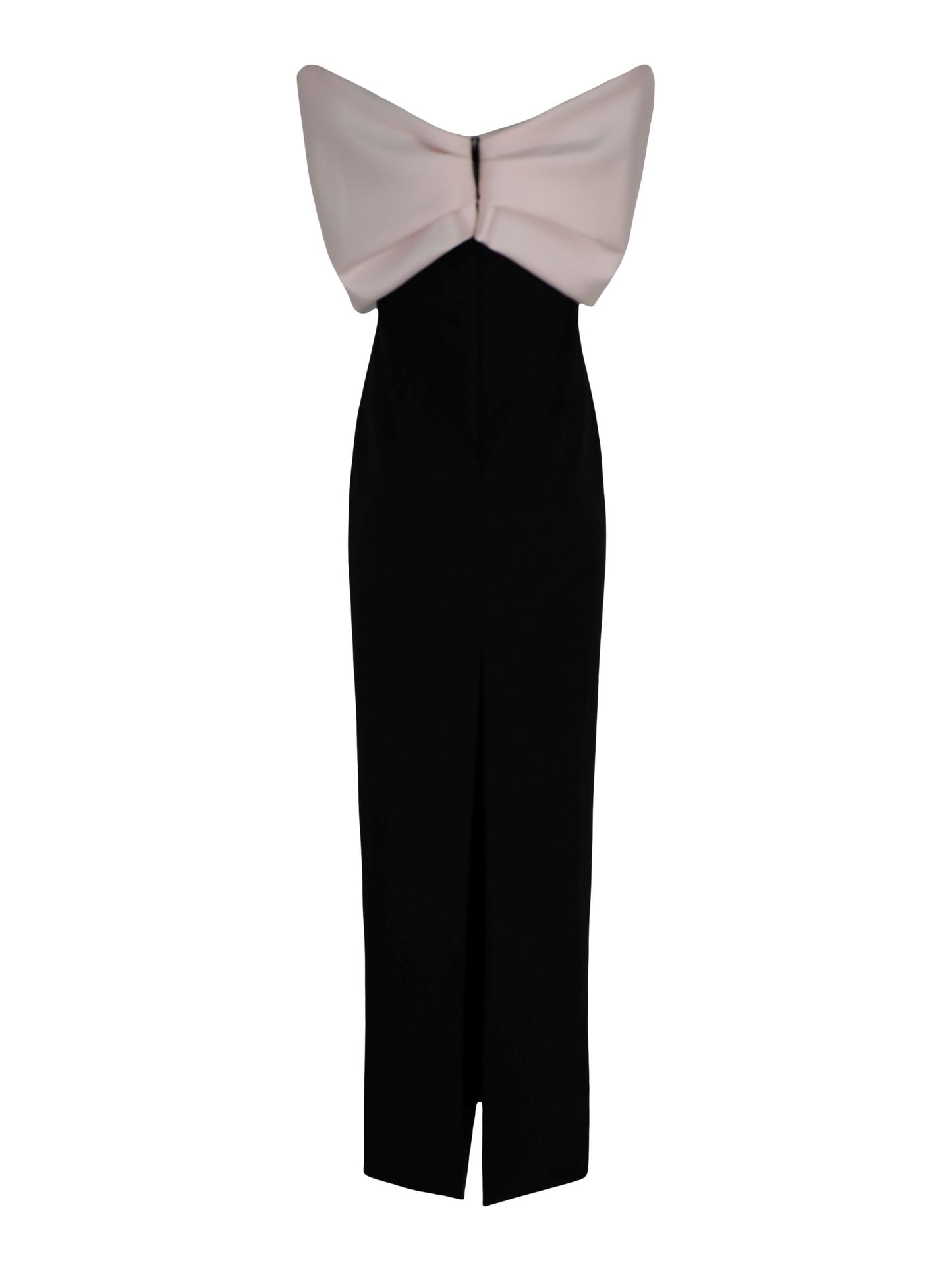 Pamella Roland Mikado Neckline & Crepe Gown in Black/Pink