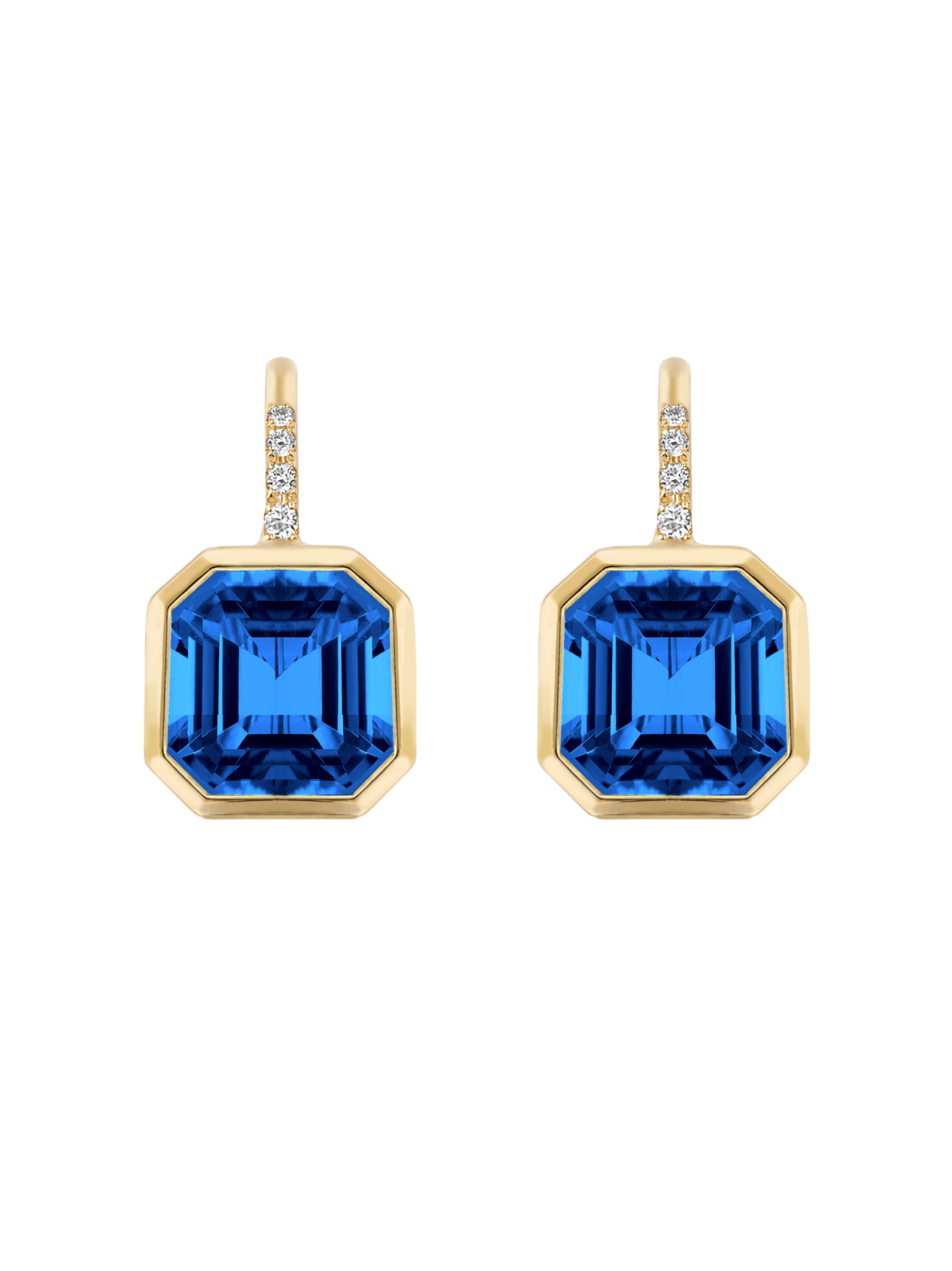 Goshwara The Gossip Collection Octagonal Bezel Drop Earrings in London Blue Topaz