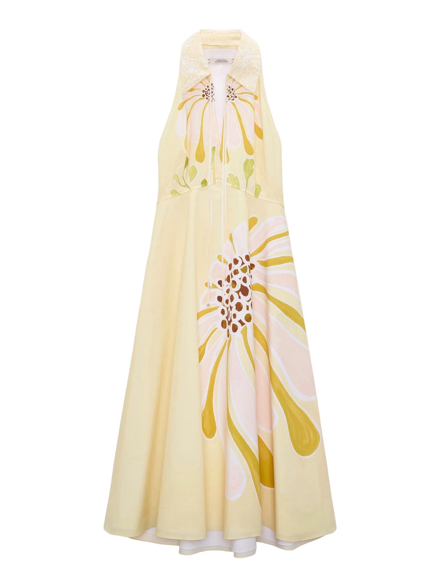 Dorothee Schumacher Floral Power Poplin Midi Sleeveless Dress in Dream Flower Yellow