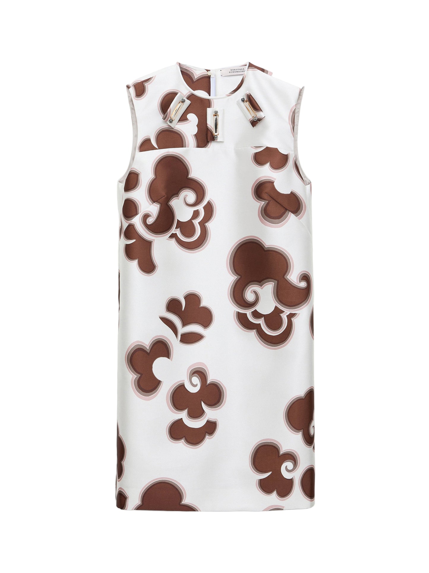 Dorothee Schumacher Floral Statement Dress in Off White/Chocolate
