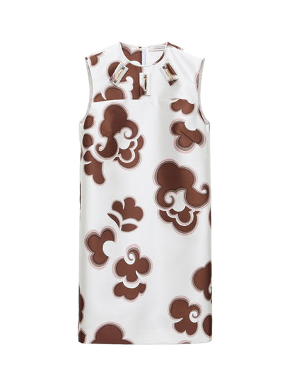 Dorothee Schumacher Floral Statement Dress in Off White/Chocolate