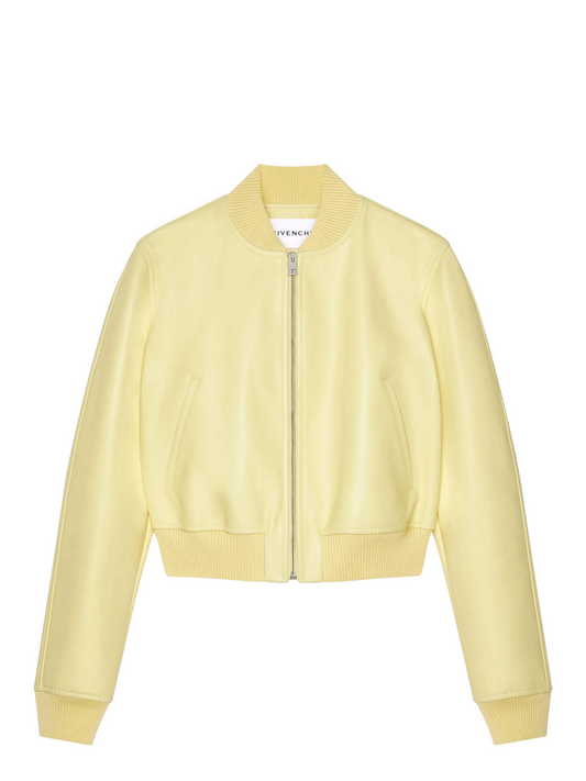 Givenchy Nappa Leather Bomber in Pale Yellow