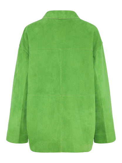 Staud Roxanne Suede Jacket in Leaf