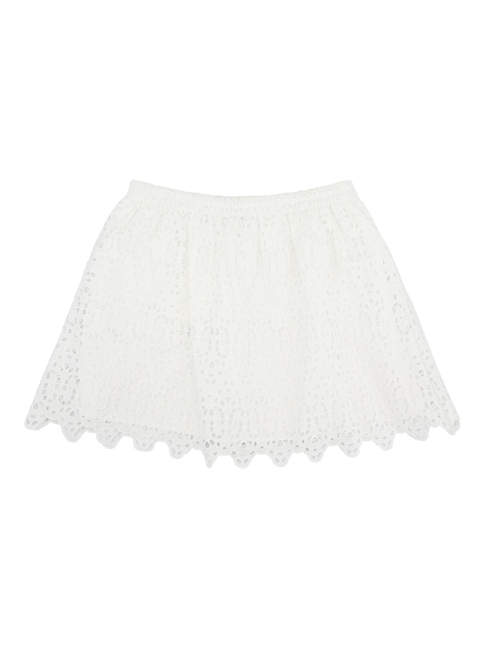 Frame Deco Eyelet Skirt in White