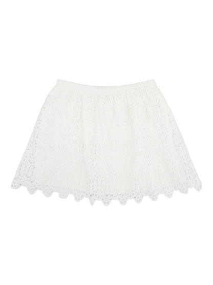 Frame Deco Eyelet Skirt in White