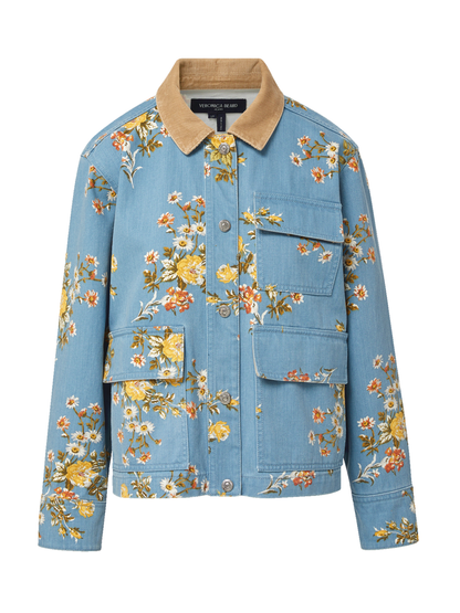 Veronica Beard Leighton Floral Denim Jacket in Garden Bouquet