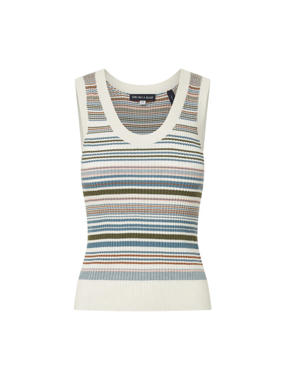 Veronica Beard Ezinna Striped Tank Top in Dove Multi