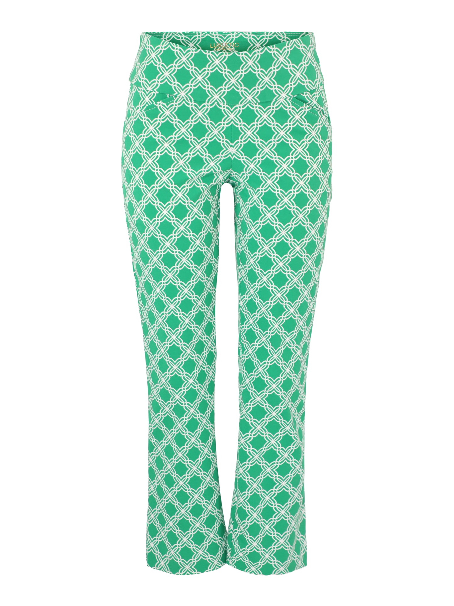 Lilly Pulitzer Corso Kick Flare Pant UPF 50+ in Bamboo Green Open Butterfly Pattern