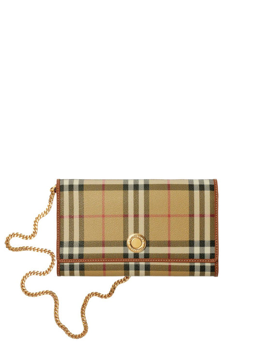 Burberrry Check Chain Strap Wallet