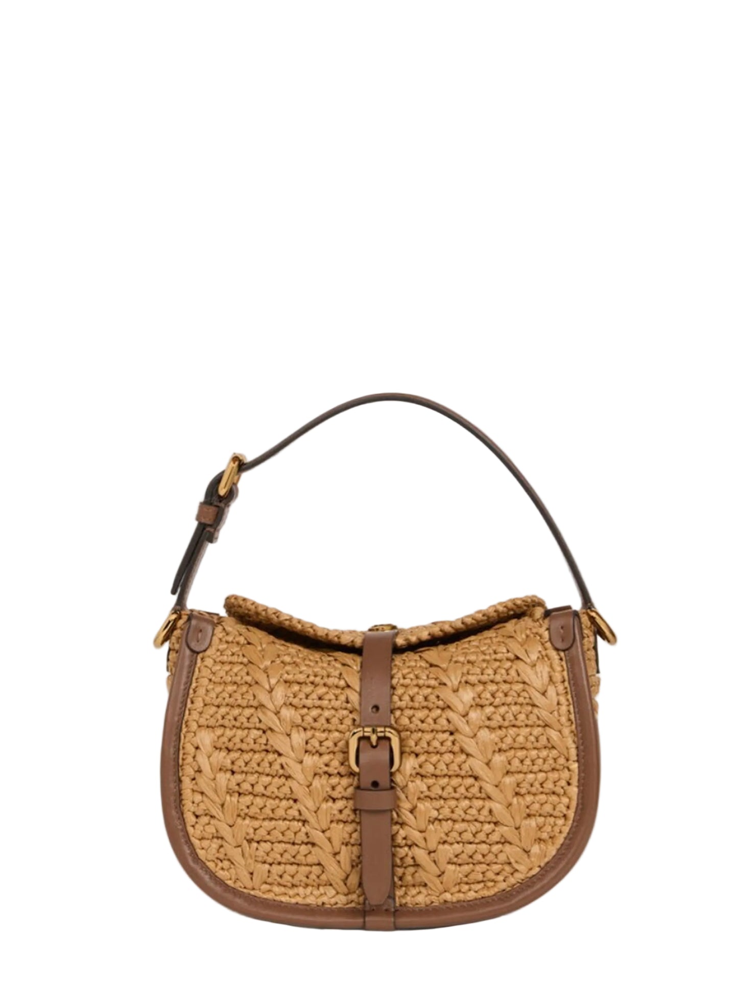 Etro Small Pony Bag in Crotched Raffia in Cammello