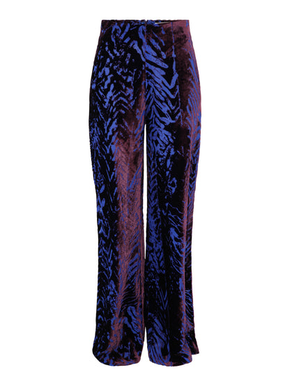 Silvia Tcherassi Como Velvet Burnout Pant in Eggplant