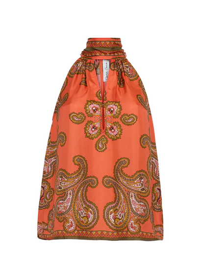 Cara Cara Sundance Halter Top in Sierra Paisley Orange