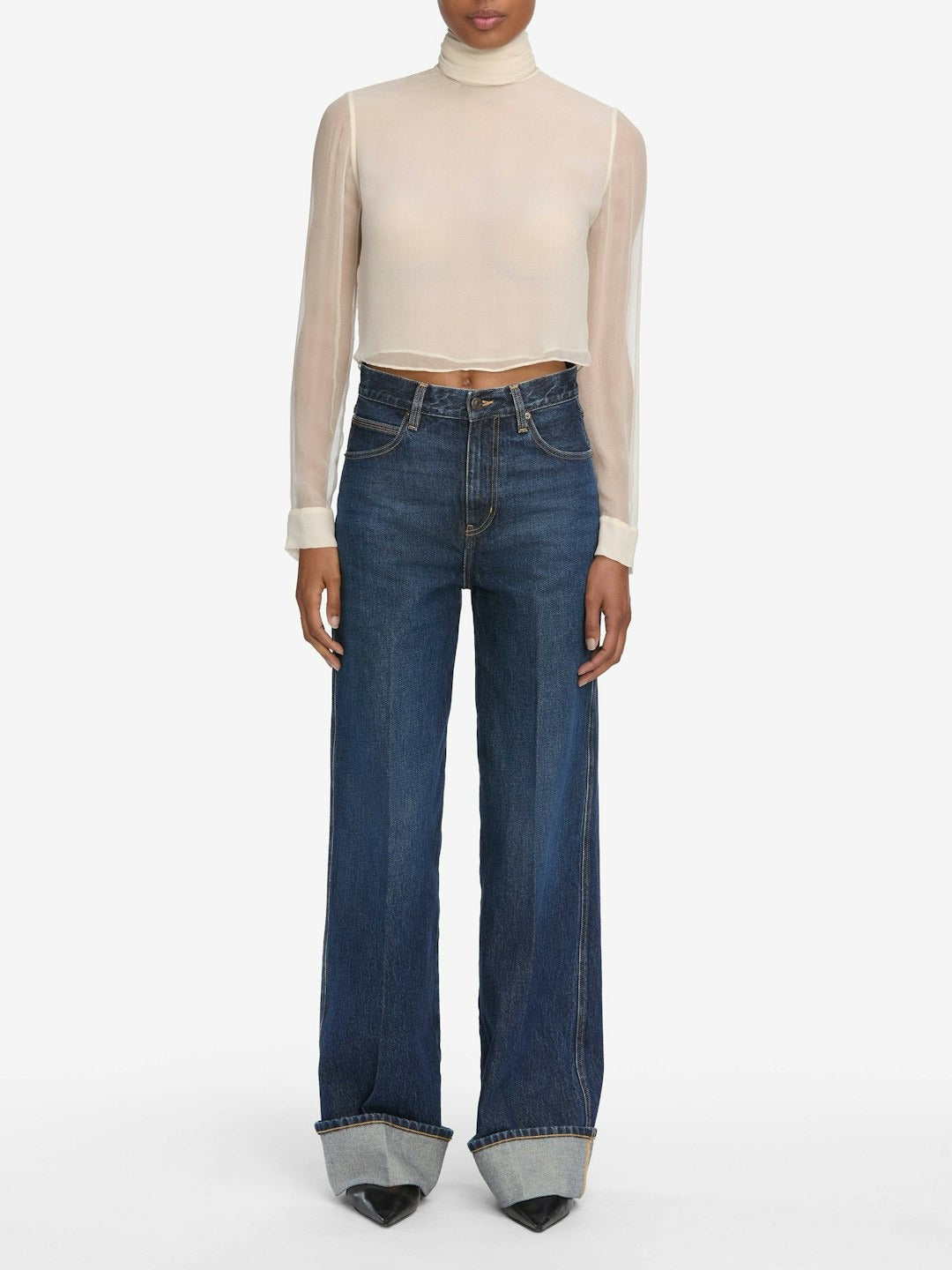 Frame The Cuffed Wide Jeans in Spencer
