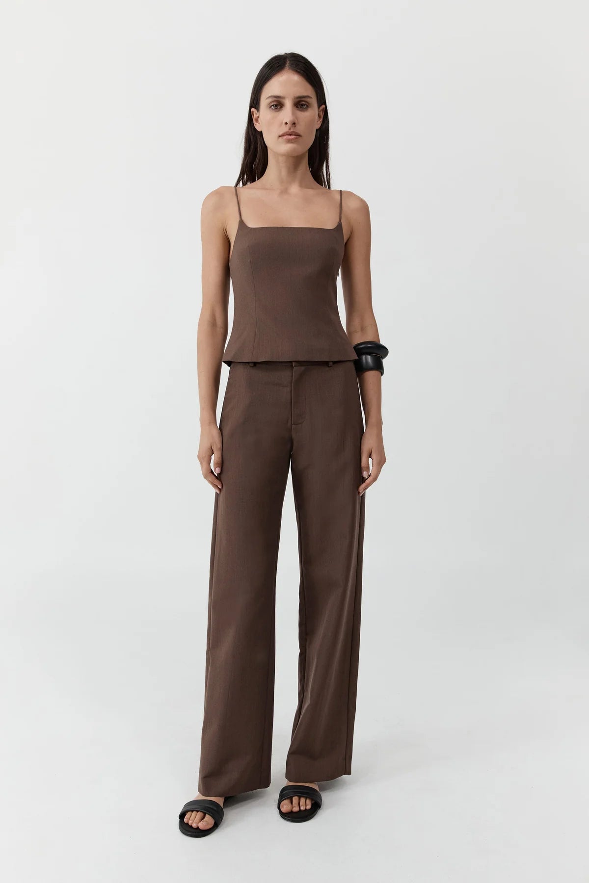 St. Agni Silk Canvas Cami in Mud