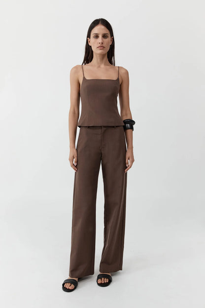 St. Agni Silk Canvas Cami in Mud