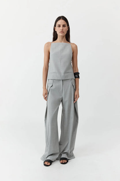 St. Agni Square Side Tie Top in Concrete