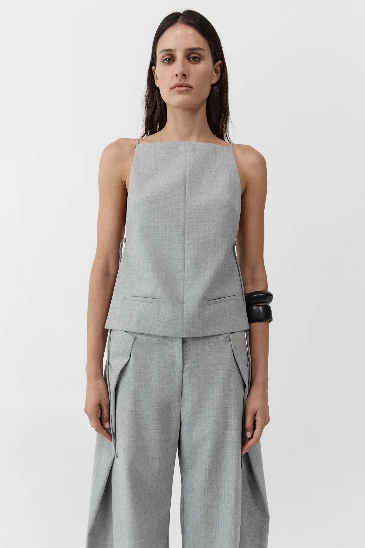 St. Agni Square Side Tie Top in Concrete