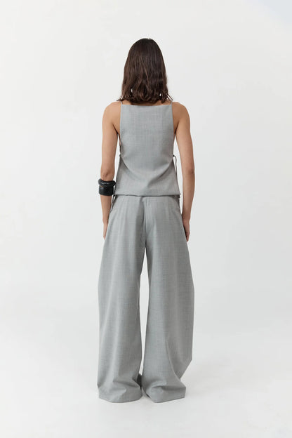 St. Agni Square Side Tie Top in Concrete