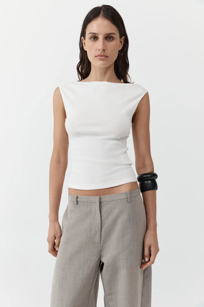 St. Agni Organic Cotton Ballerina Top in White