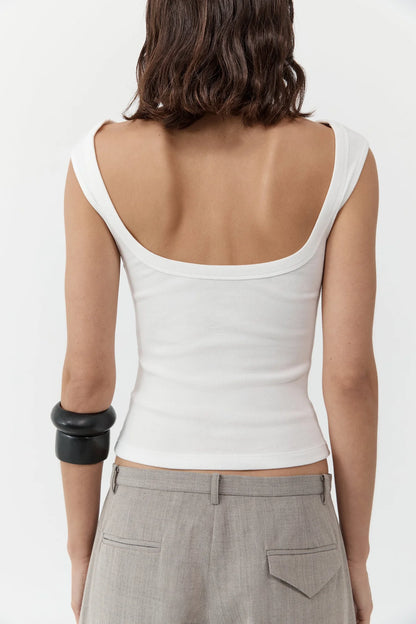 St. Agni Organic Cotton Ballerina Top in White