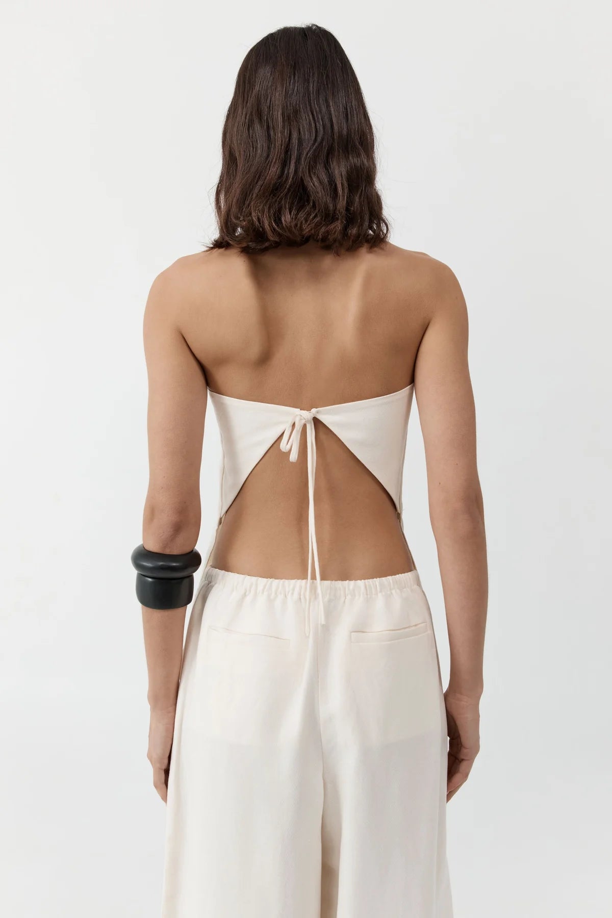 St. Agni Strapless Rouleau Tie Top in Ivory