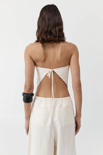 St. Agni Strapless Rouleau Tie Top in Ivory
