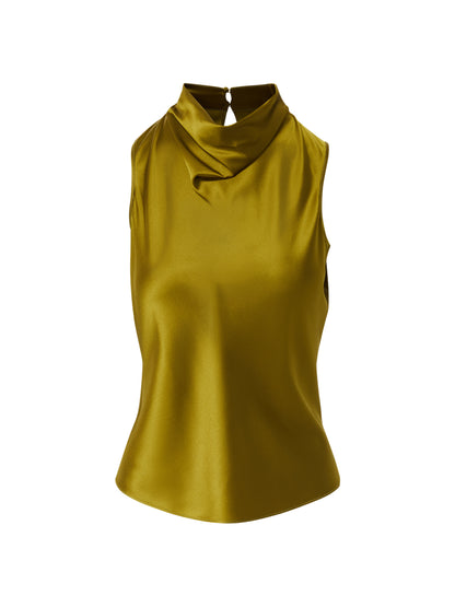 Veronica Beard Tam Silk Sleeveless Top in Moss