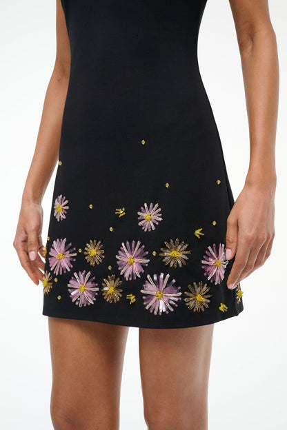 Staud Mercer Dress in Dahlia Daydream Black