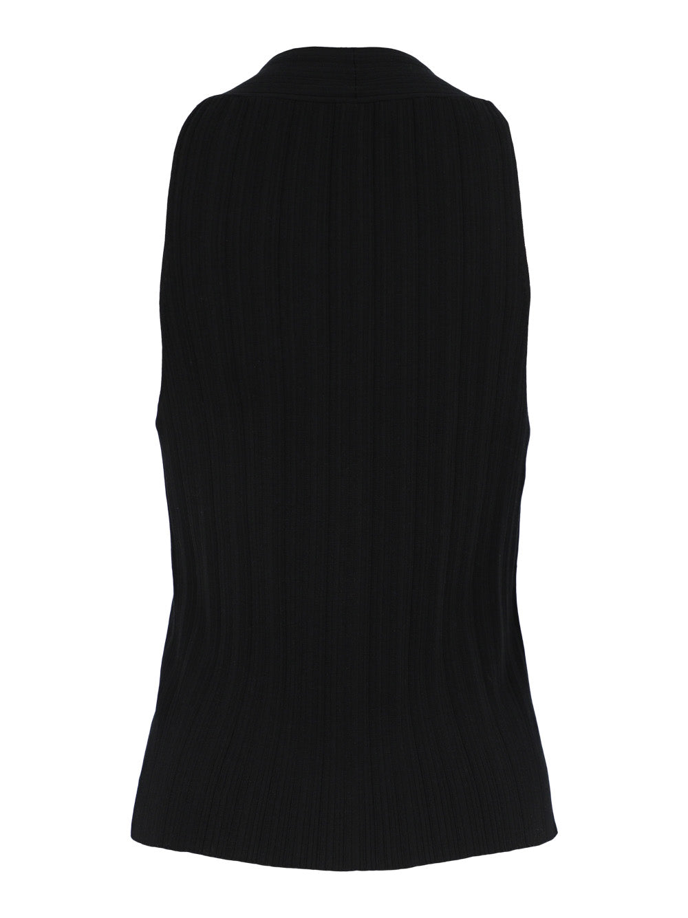 Vince Italian Cotton-Blend Button V-Neck Tank in Black