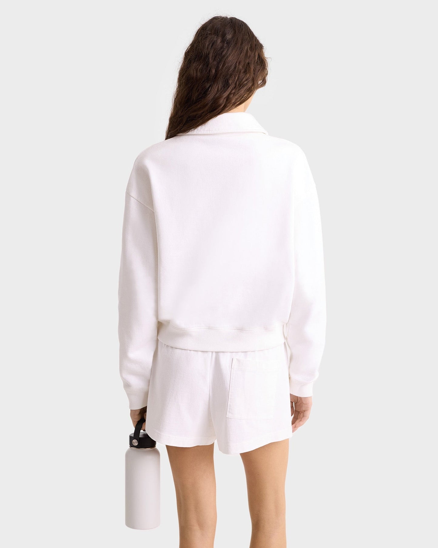 Sporty & Rich Crown Country Embroidered Cropped Polo in White