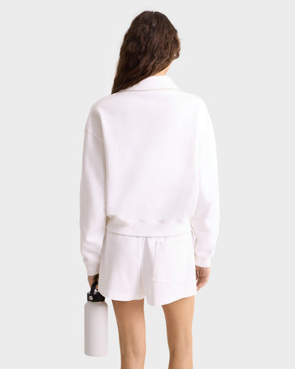 Sporty & Rich Crown Country Embroidered Cropped Polo in White