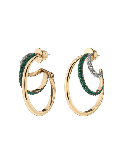 Demarson Raisa Hoop Earrings in Gold/Emerald