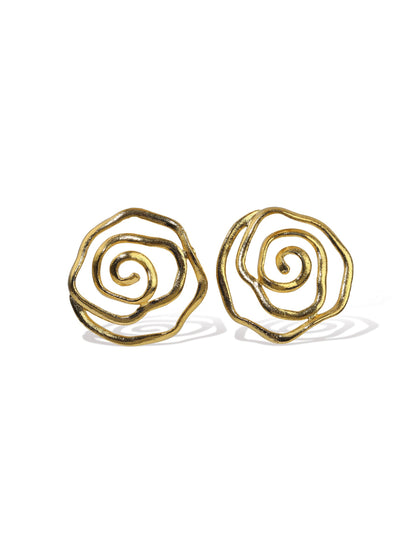 Lynyer Single Floral Vortex Earrings in Gold