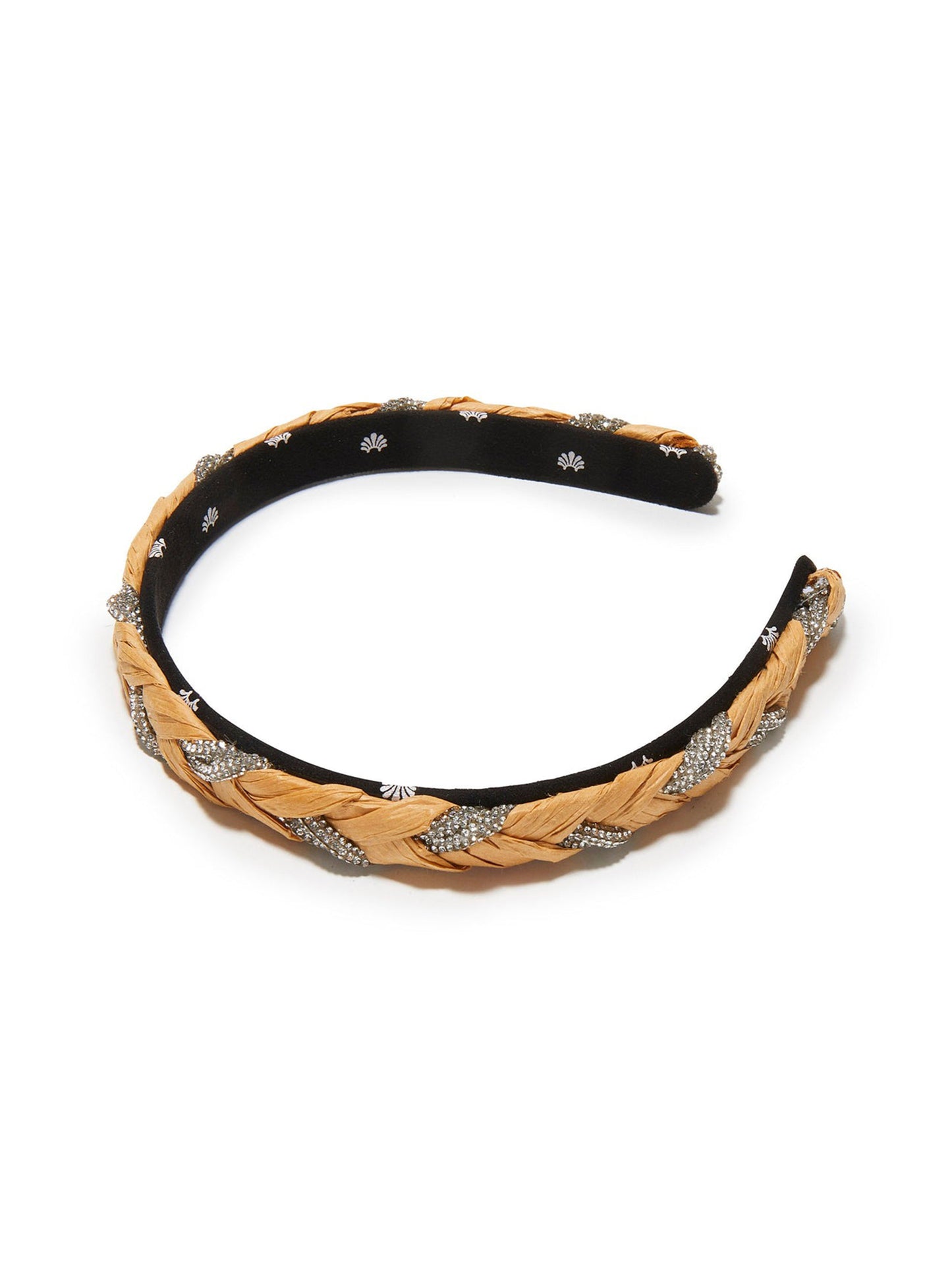 Lele Sadoughi Gigi Raffia Braid Headband in Natural Crystal