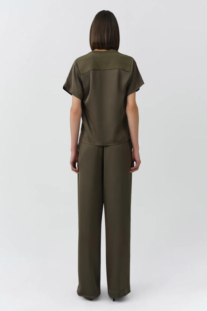 Simkhai Kyra Wide Leg Satin Pant in Sea Turtle