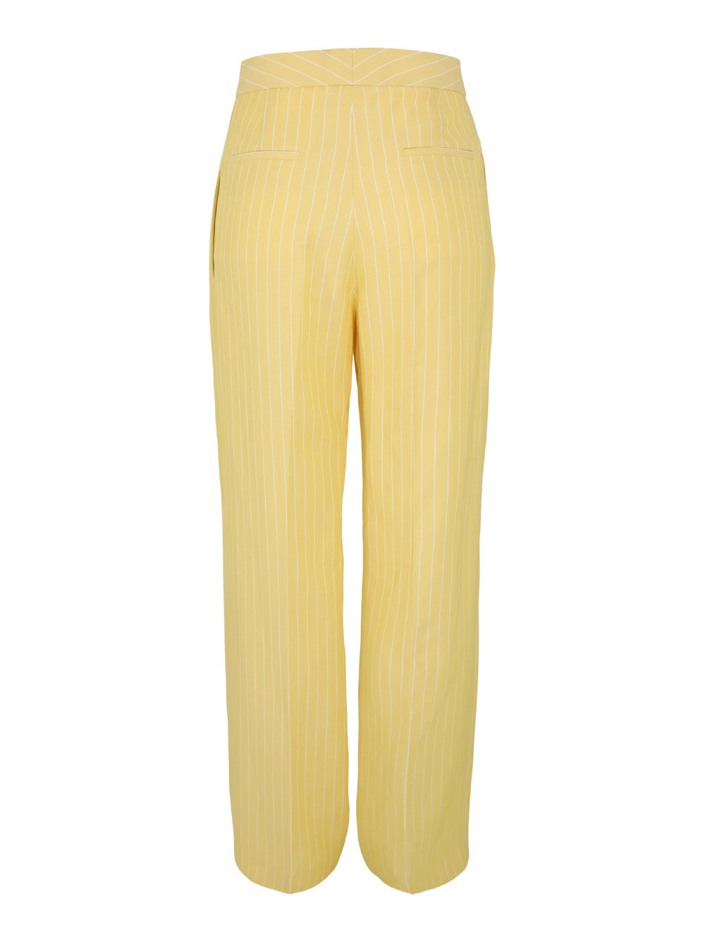 Fabiana Filippi Viscose and Linen Pinstripe Pants in Canarino/Blanco